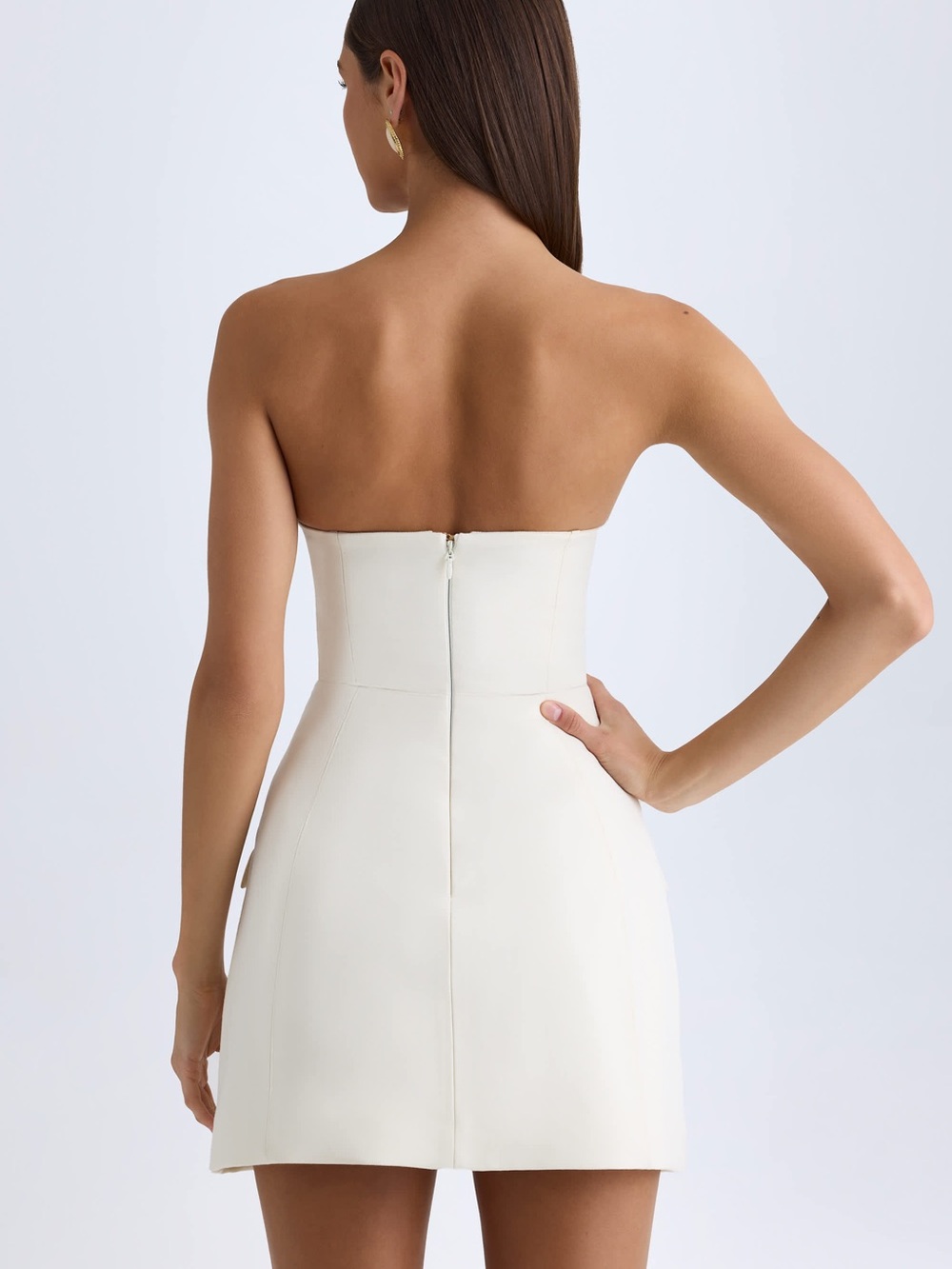 Oh Polly Ivory Strapless Sculpted Bust Mini Dress - Picture 4 of 11